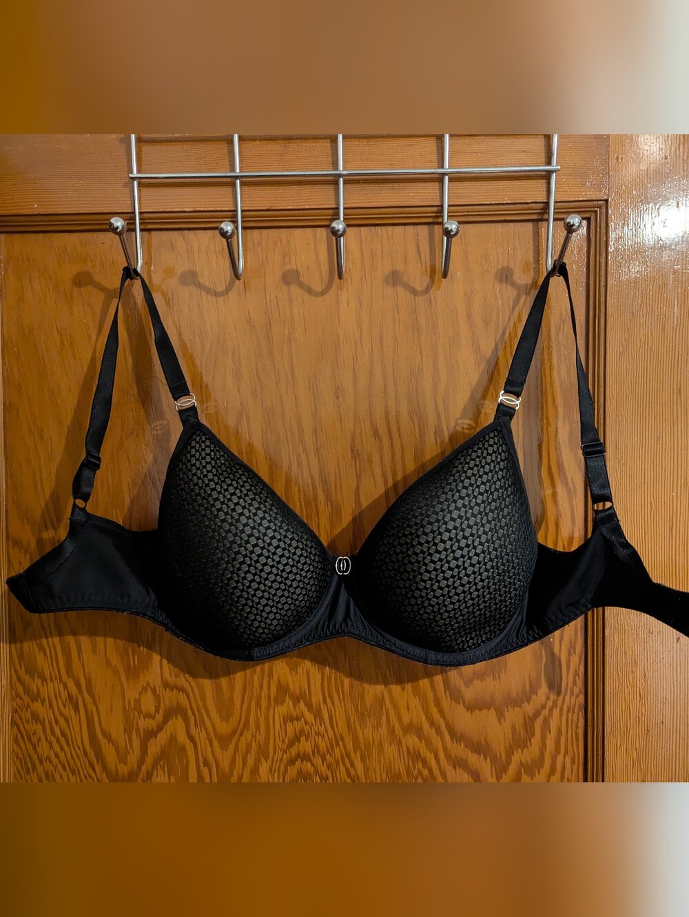 Black Full Coverage Women's Bra with Textured Cups